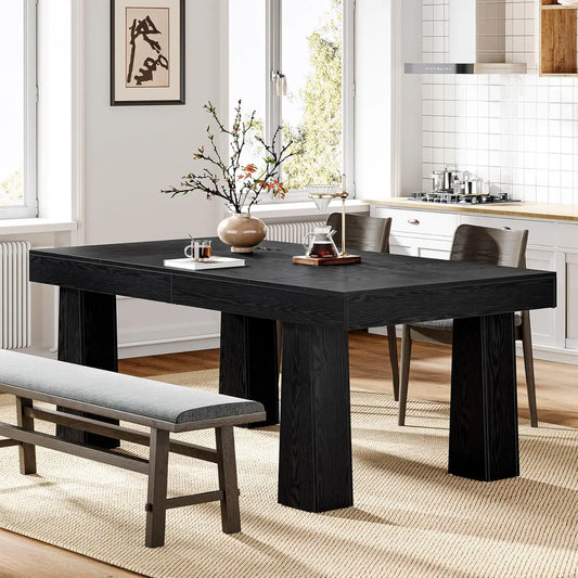 Modern Rectangular Dining Table With Heavy Duty Tapered Legs