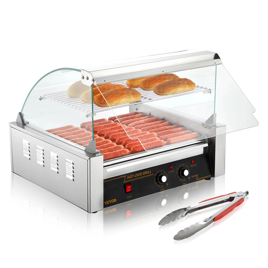SucceBuy Commercial Hot Dog Roller Durable Electric Sausage Maker For Camping Parties Home Use 110V Steel