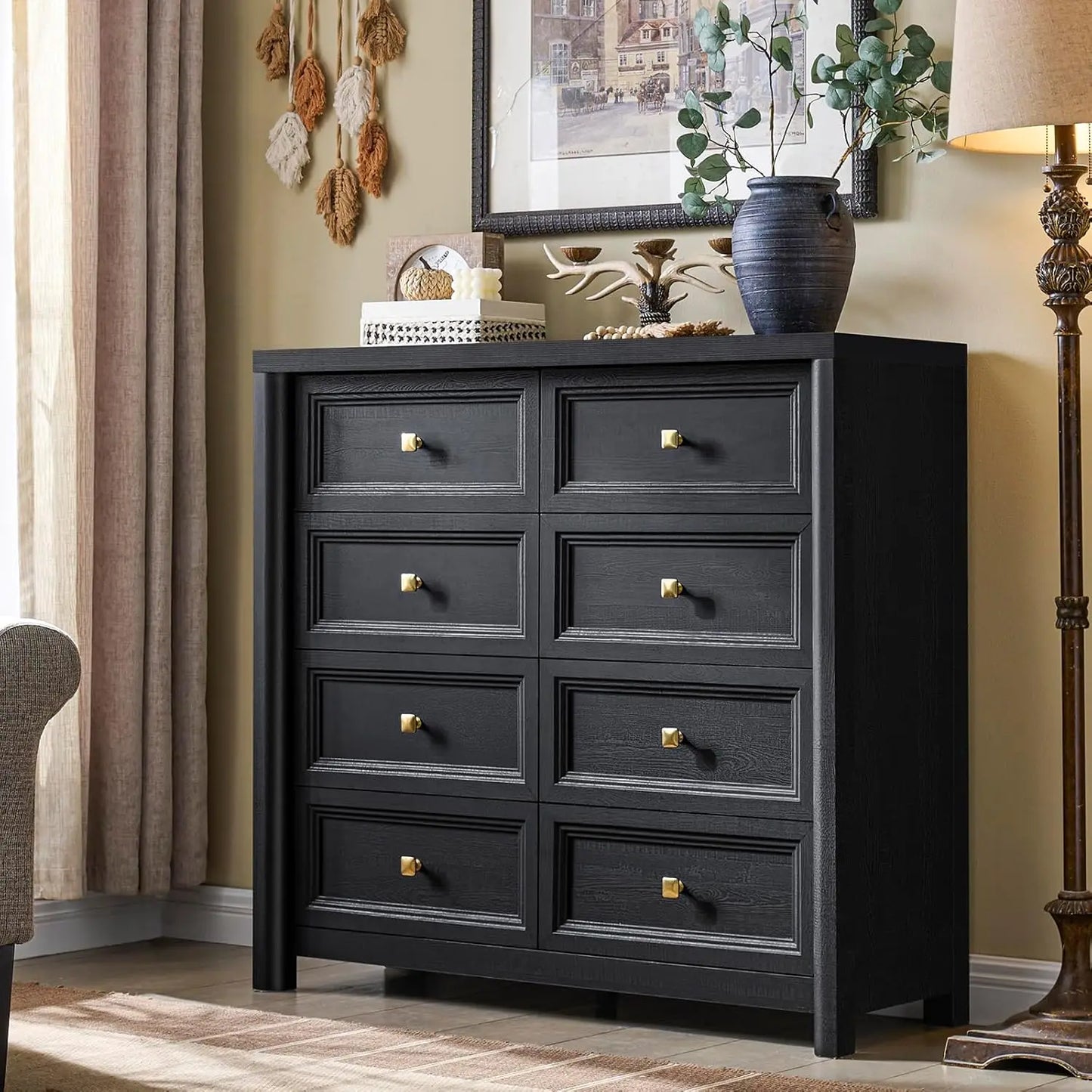 Farmhouse 6-Drawer Solid Wood Dresser For Bedroom Storage