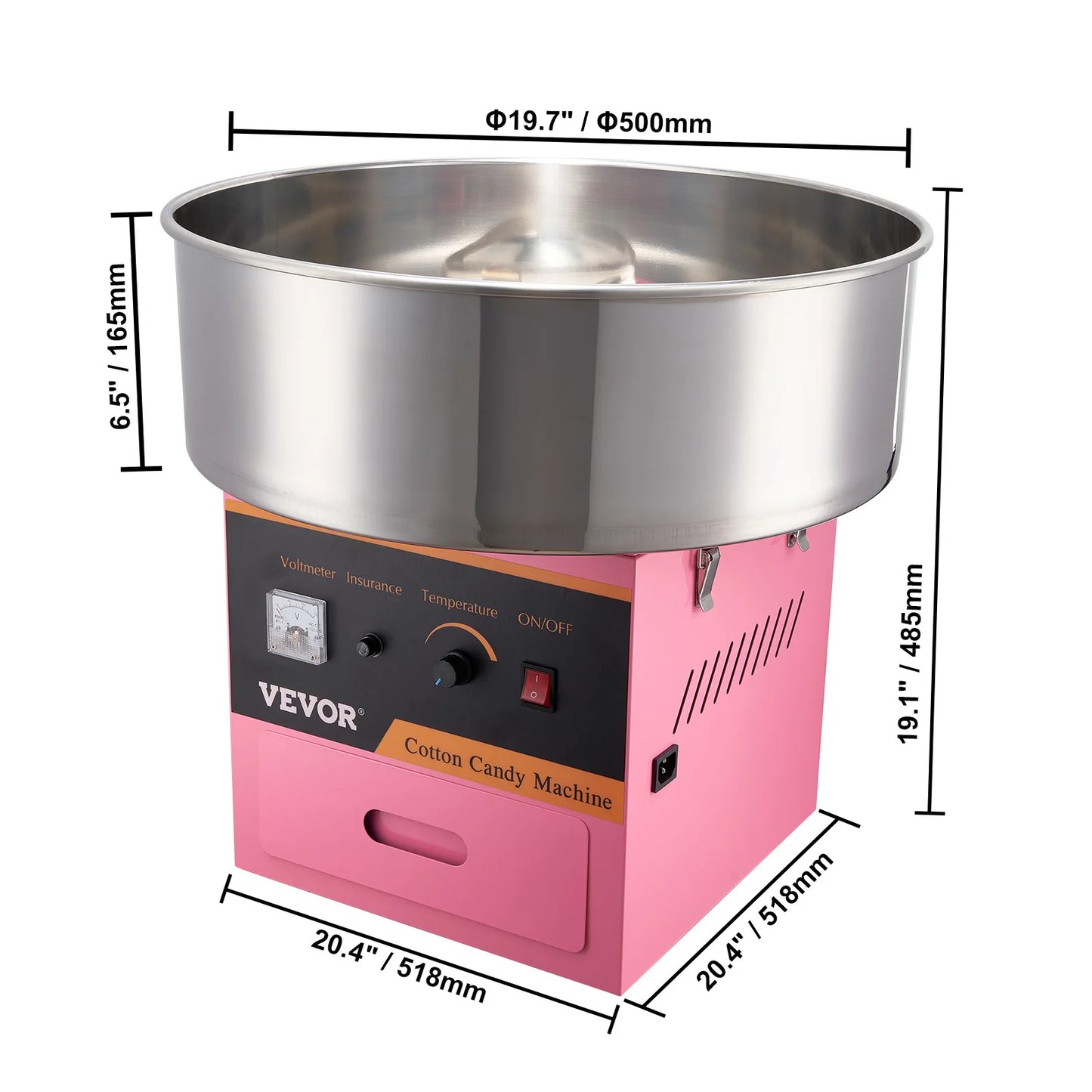 SucceBuy Electric Cotton Candy Machine Commercial Floss Maker Stainless Steel Bowl 2oz Capacity for Birthday Parties