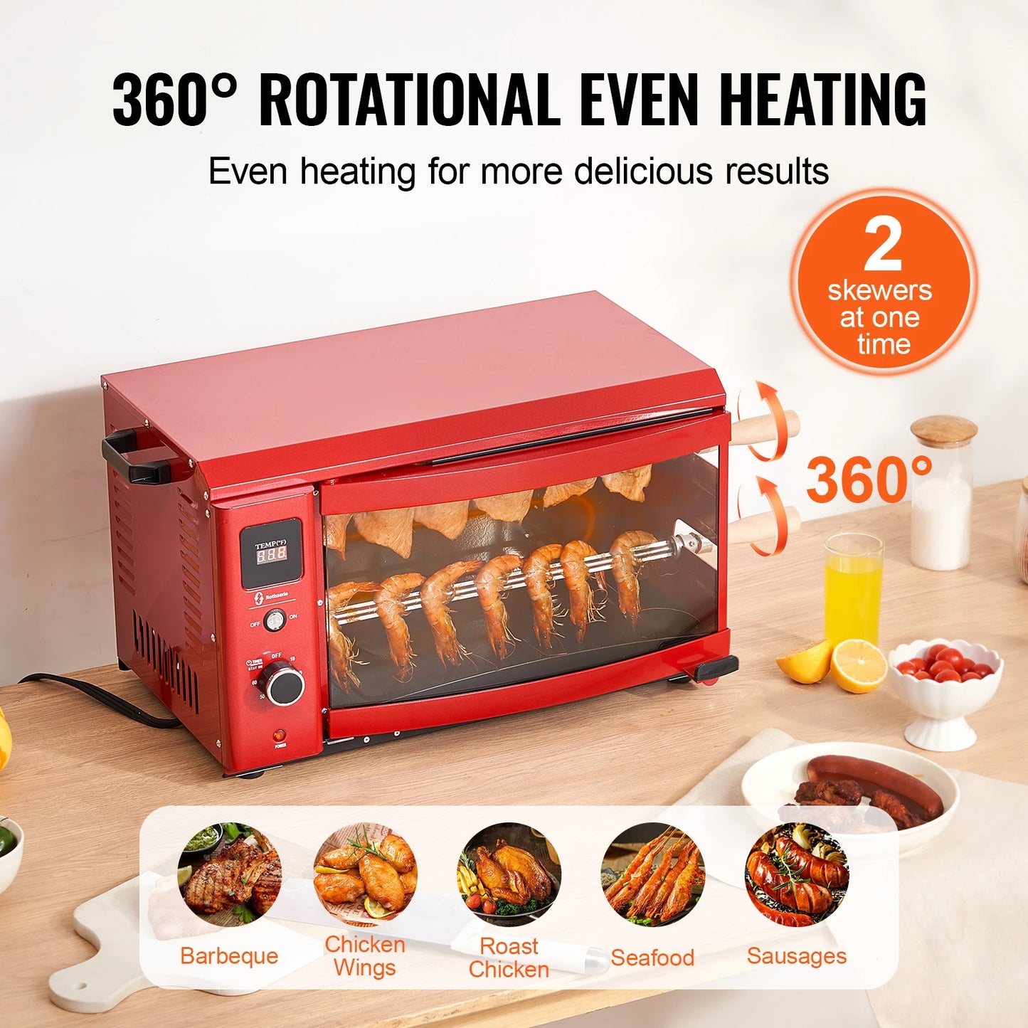 SucceBuy Shawarma Grill Machine 1800W Efficient Two Skewers Cooker For Restaurants Catering Parties