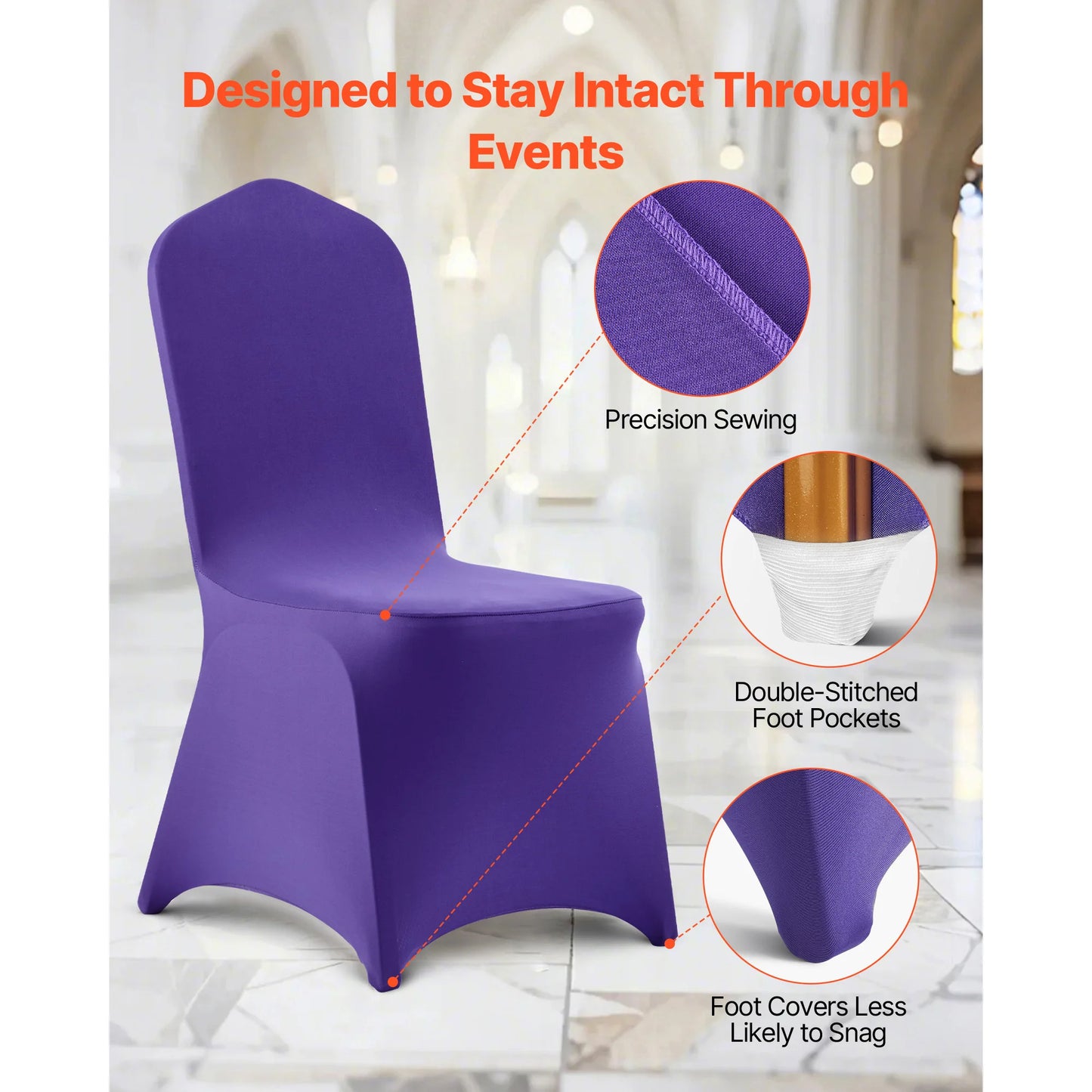 50 Pack Stretch Spandex Polyester Chair Covers For Wedding Events