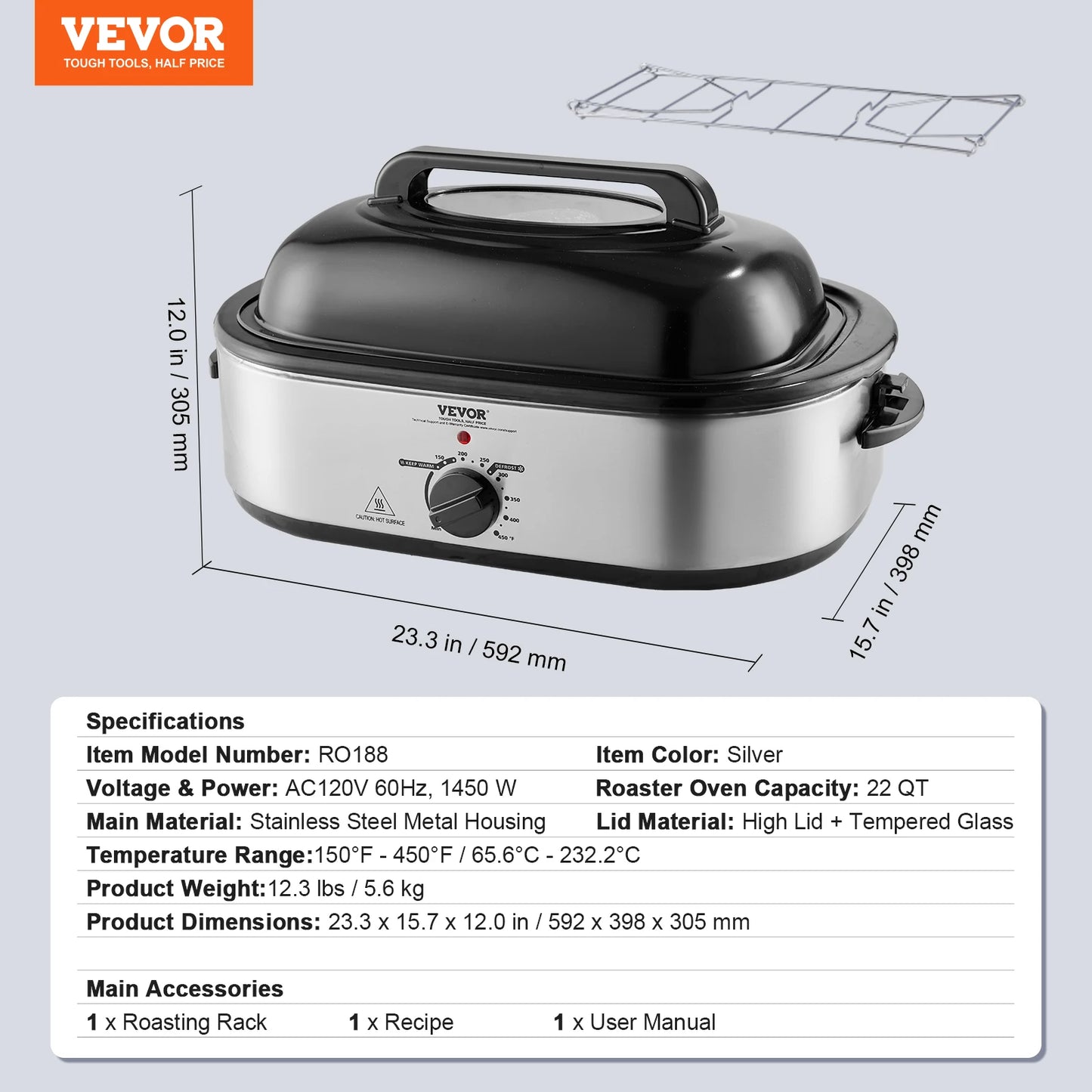 SucceBuy 24 Qt Electric Roaster Oven With Self Basting Lid 1450W Defrost And Warm For Busy Family Cooks