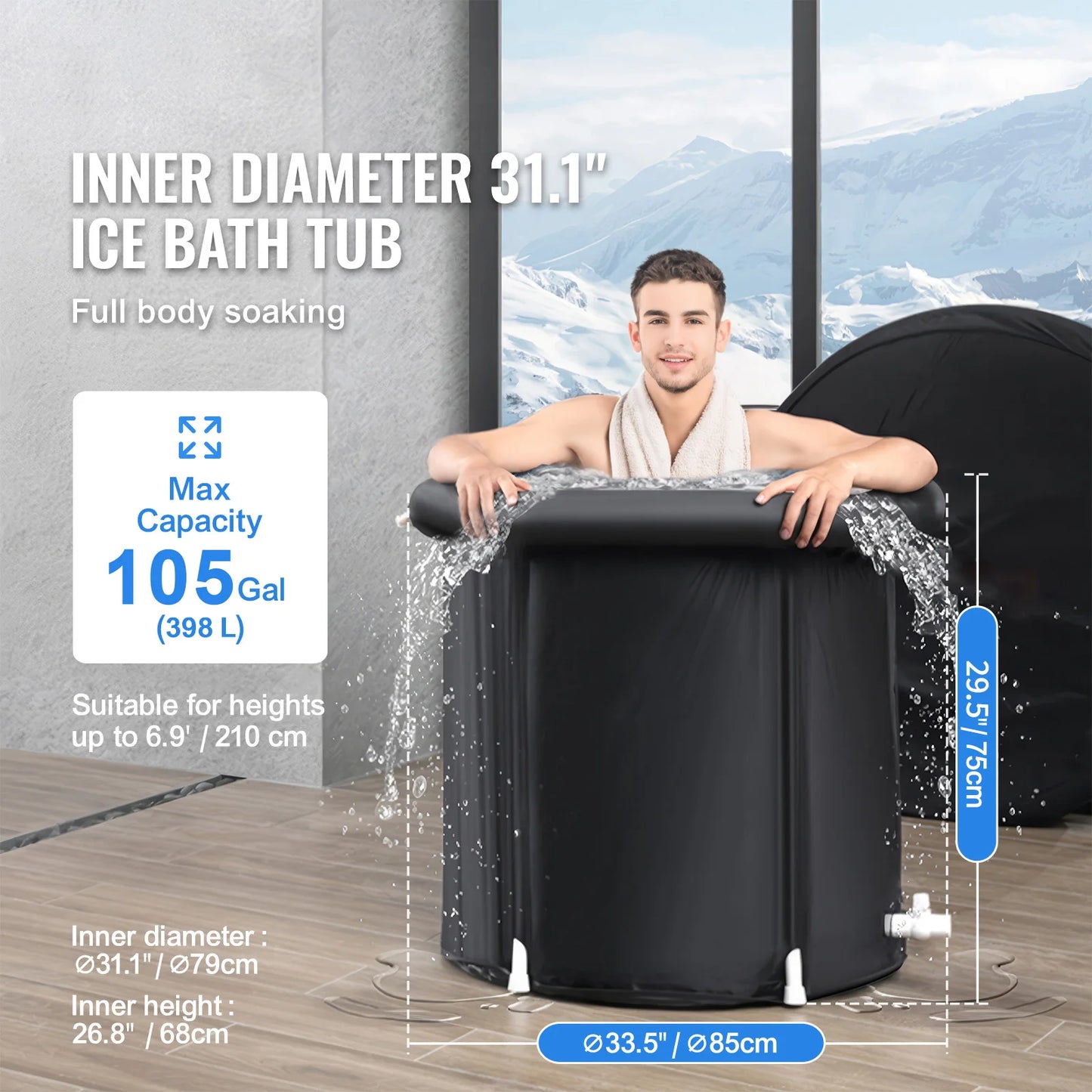 SucceBuy Ice Bath Tub Cold Water Therapy Plunge Pool