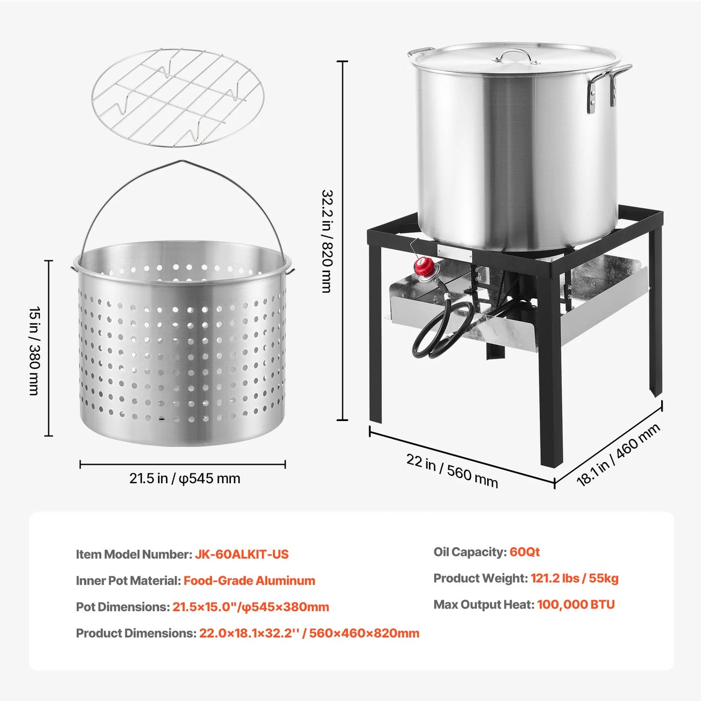 SucceBuy 60 80 100 Qt Premium Seafood Boiling Kit With Strainer And Steamer Rack For Home Cooks