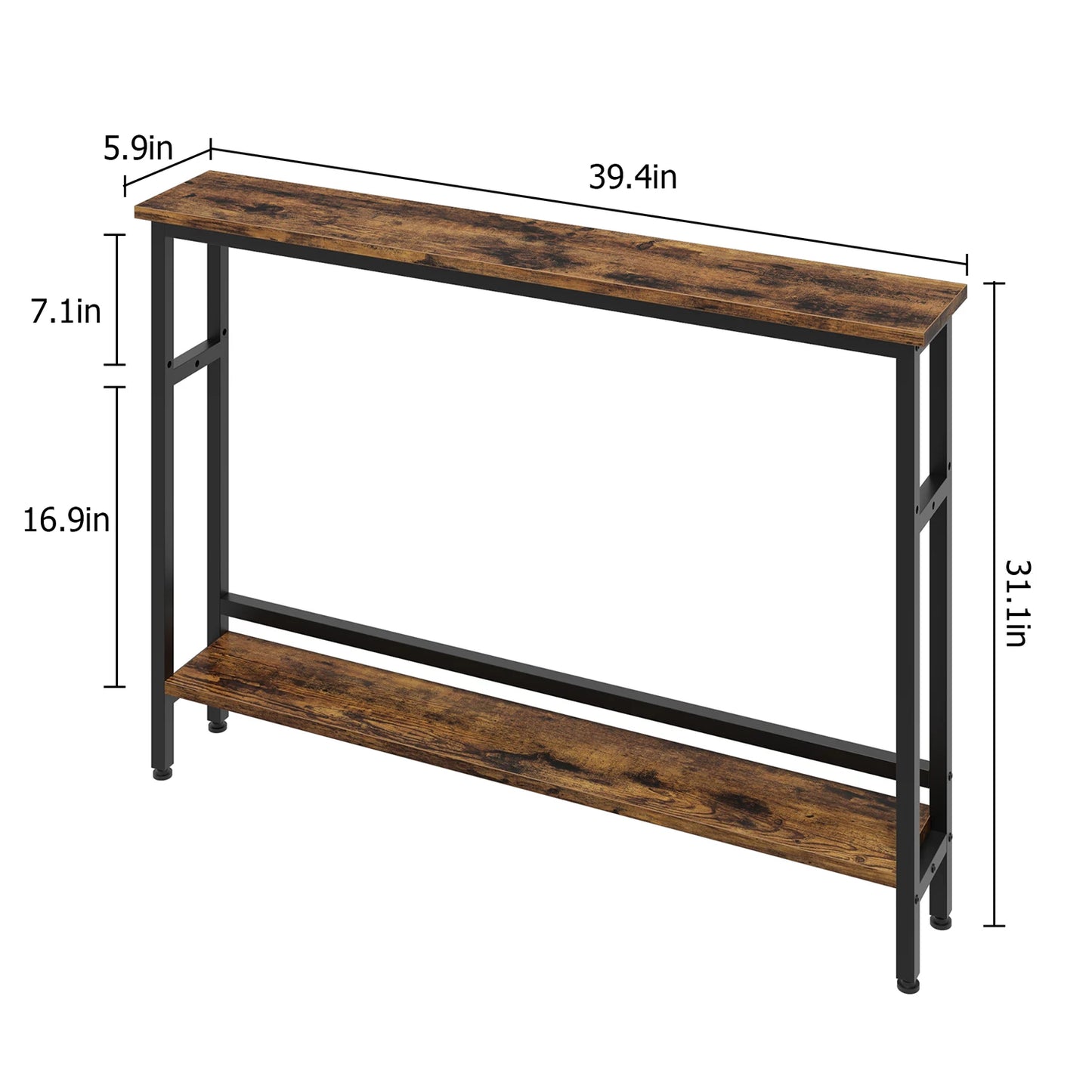 HiMISS Space Saving Slim 2 Tier Console Table With Adjustable Shelf For Living Room And Entryway