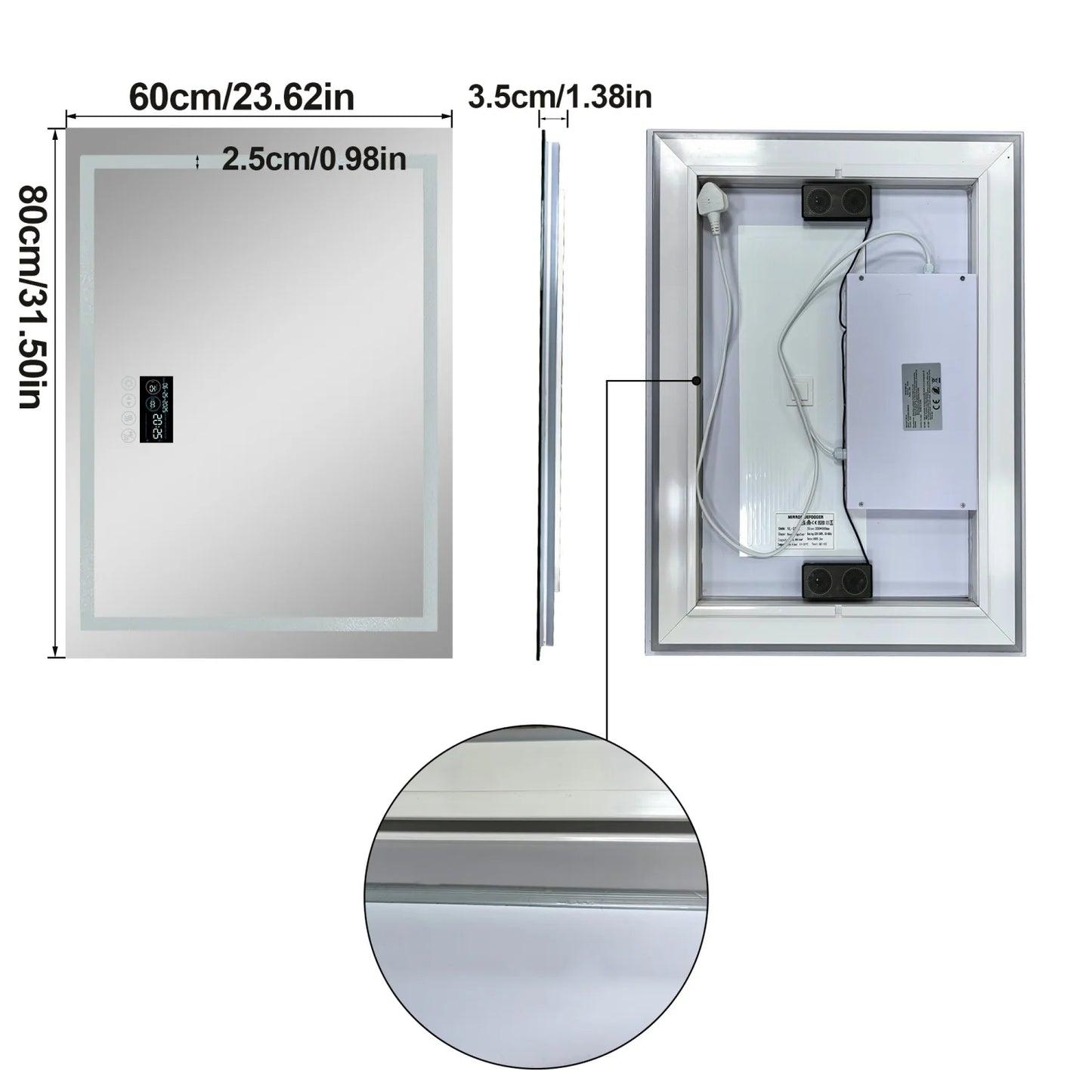 Bluetooth LED Bathroom Mirror With Dual Speaker Digital Display Antifog