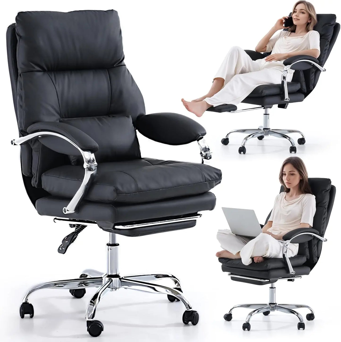 Executive Ergonomic Office Chair With Foot Rest And PU Leather