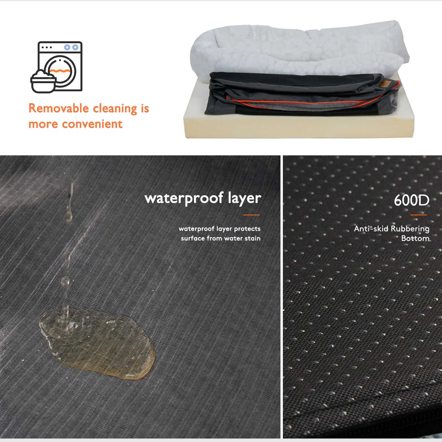 BINGOPAW Large Dog Bed Removable Washable Cover Waterproof
