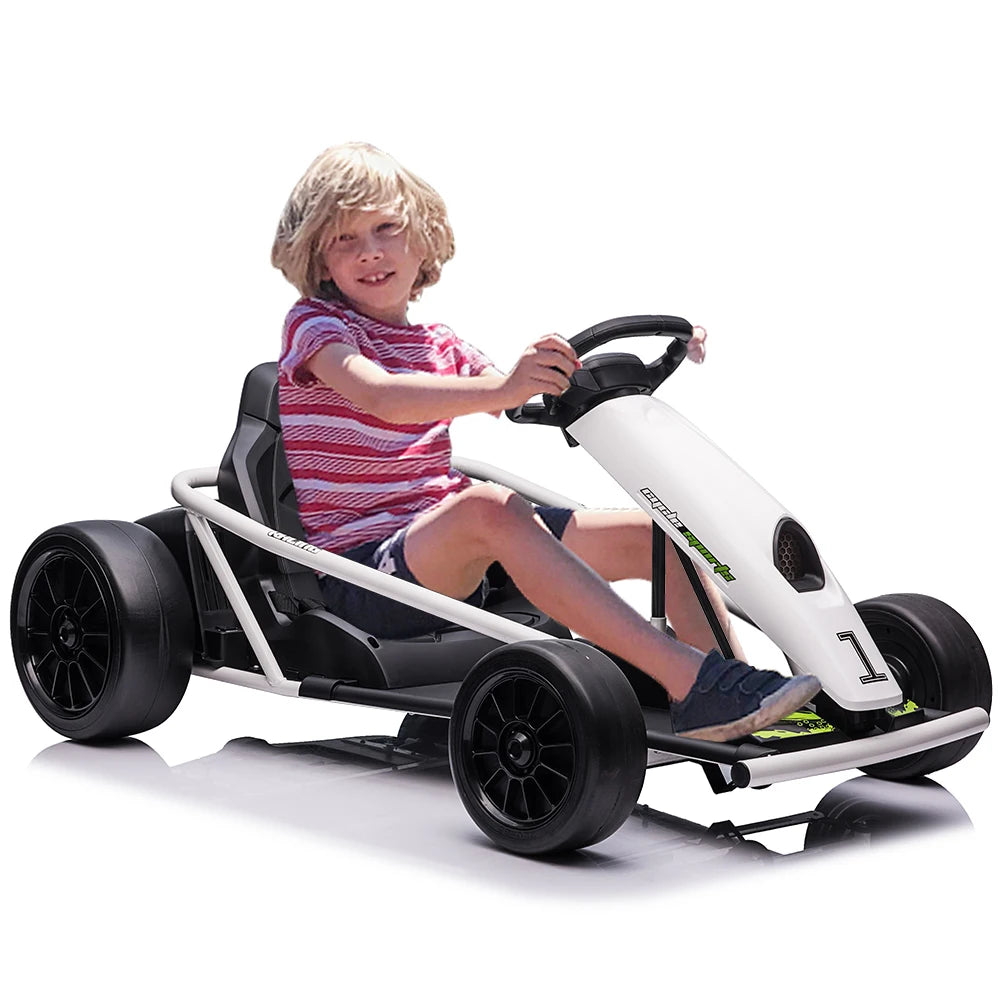 Electric Go Kart For Kids Ages 8 To 12 With Dual 300W Motors 8 MPH High Speed Ride On Racing Toy With Music Outdoor Fun Gift