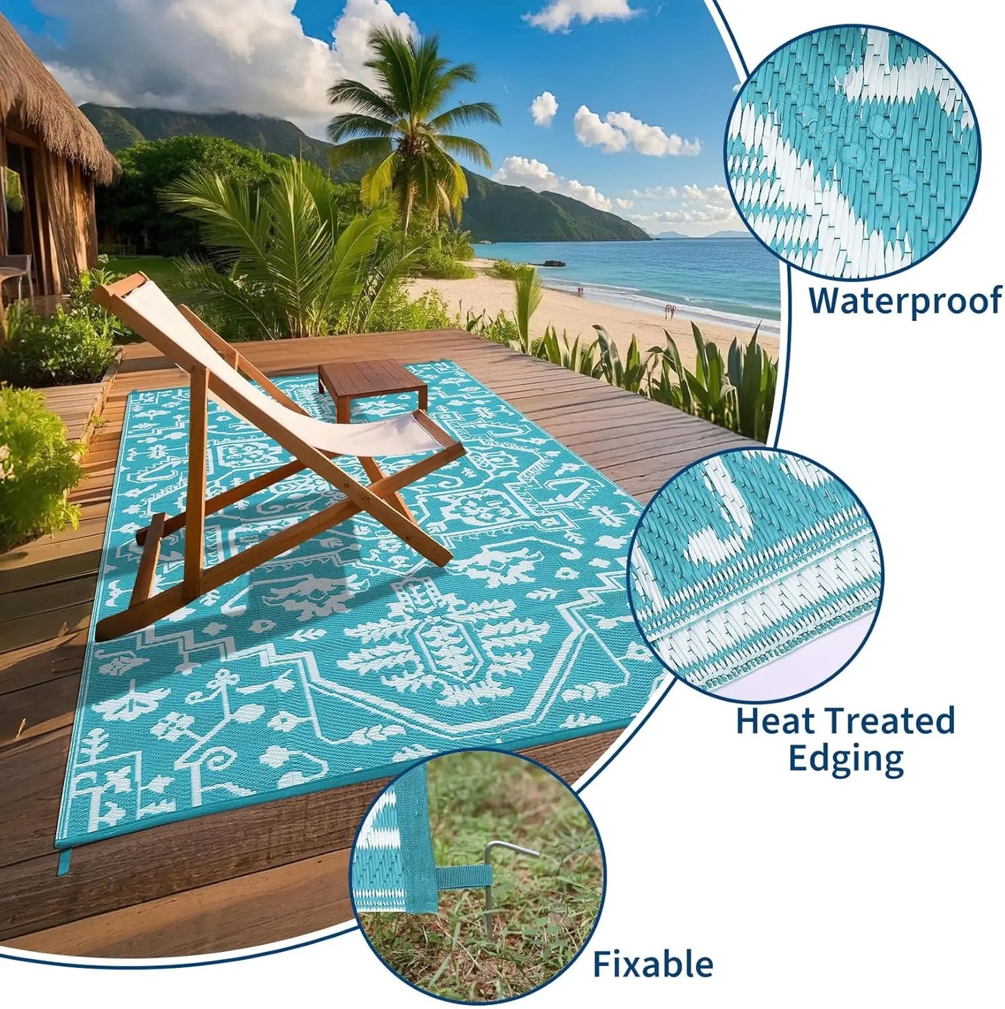 TWISTER.CK Waterproof Outdoor Area Rug Stain Resistant