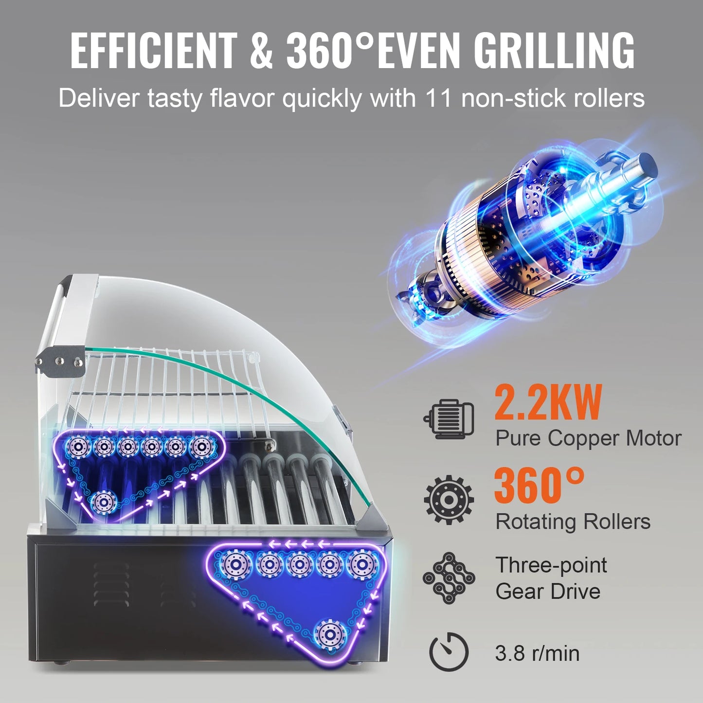 SucceBuy Commercial Hot Dog Roller Durable Electric Sausage Maker For Camping Parties Home Use 110V Steel