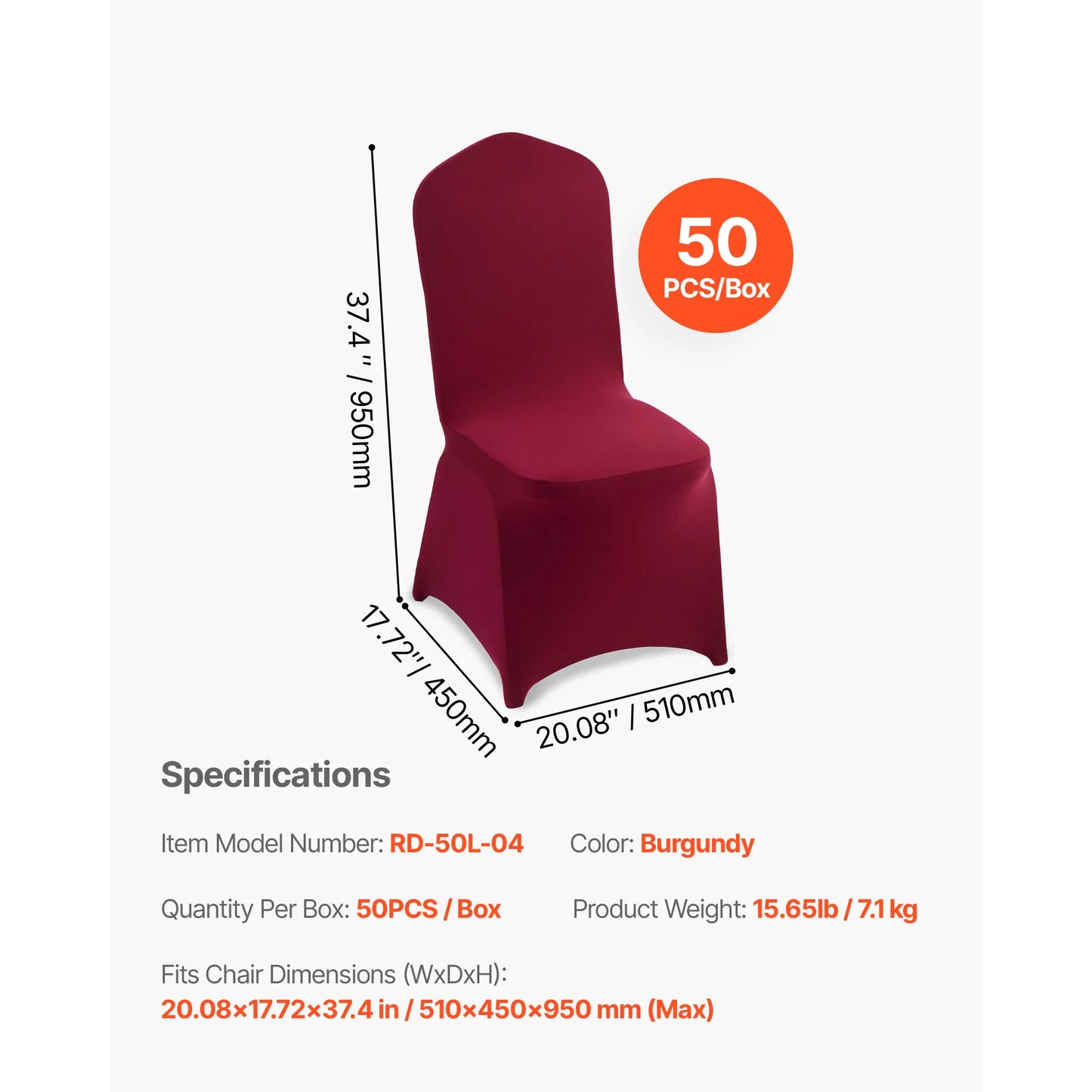 50 Pack Stretch Spandex Polyester Chair Covers For Wedding Events