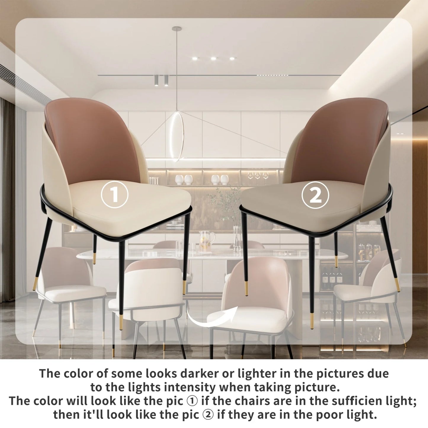 Luxurious Upholstered Dining Chairs Set of 2 Microfiber Leather