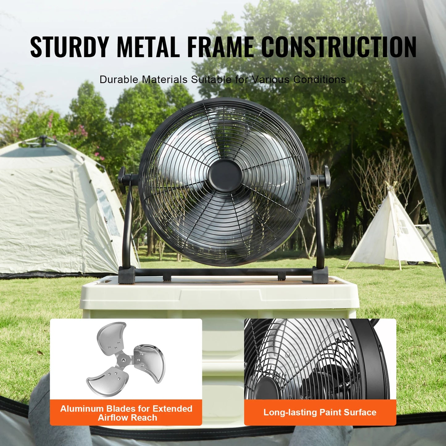 SucceBuy Cordless Fan 12 Inch Portable High Velocity Rechargeable 15600mAh With Pivoting Head For Industrial Workshops