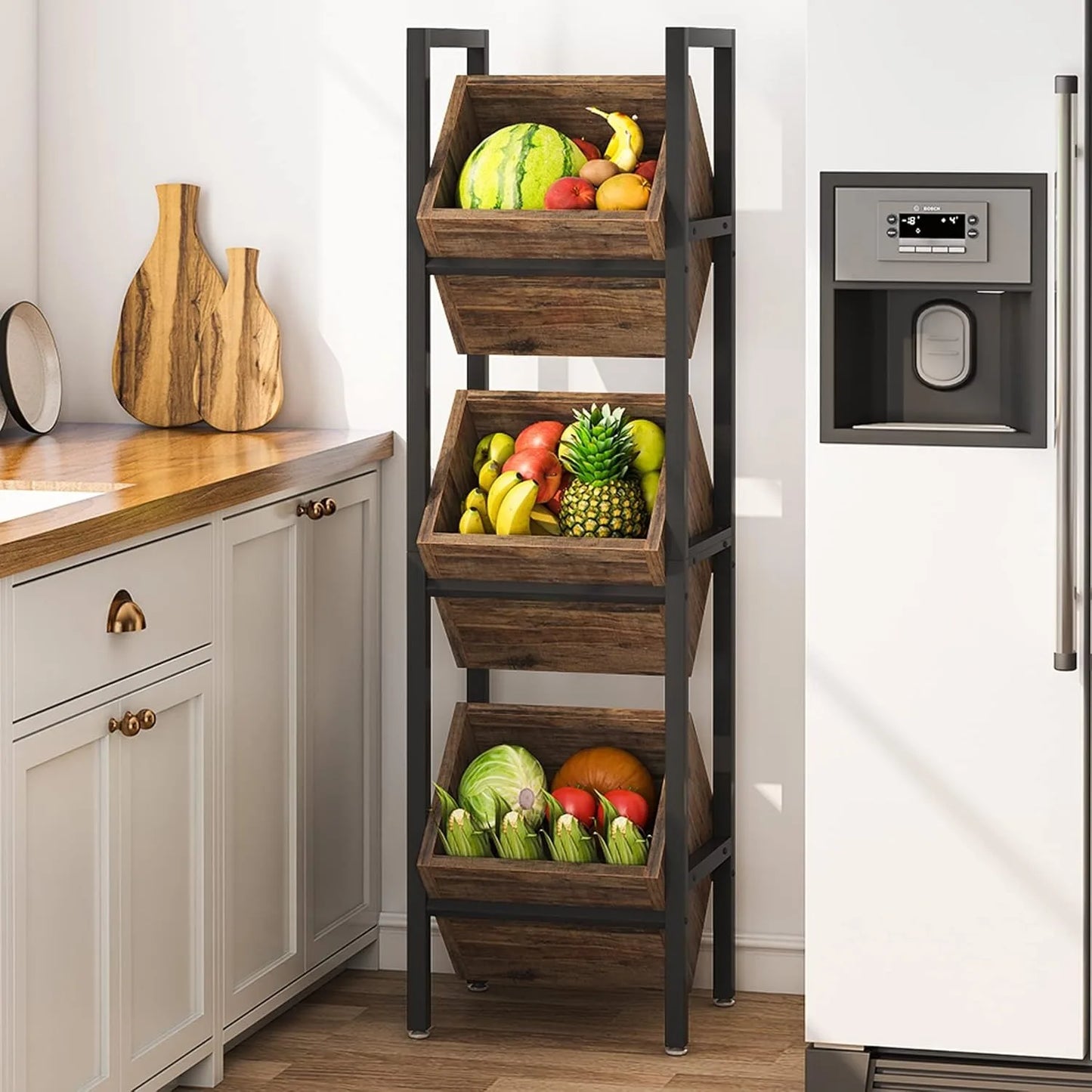 LITTLE TREE 3-Tier Basket Stand For Living Room Organizer