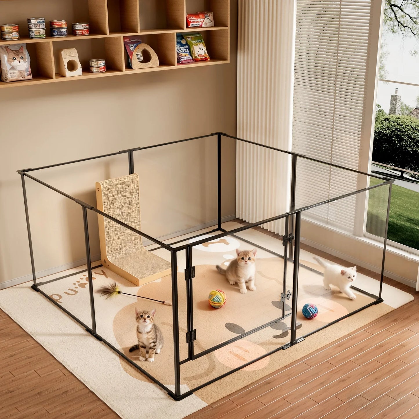 BINGOPAW Clear Acrylic 8 Panel Dog Playpen For Small Animals