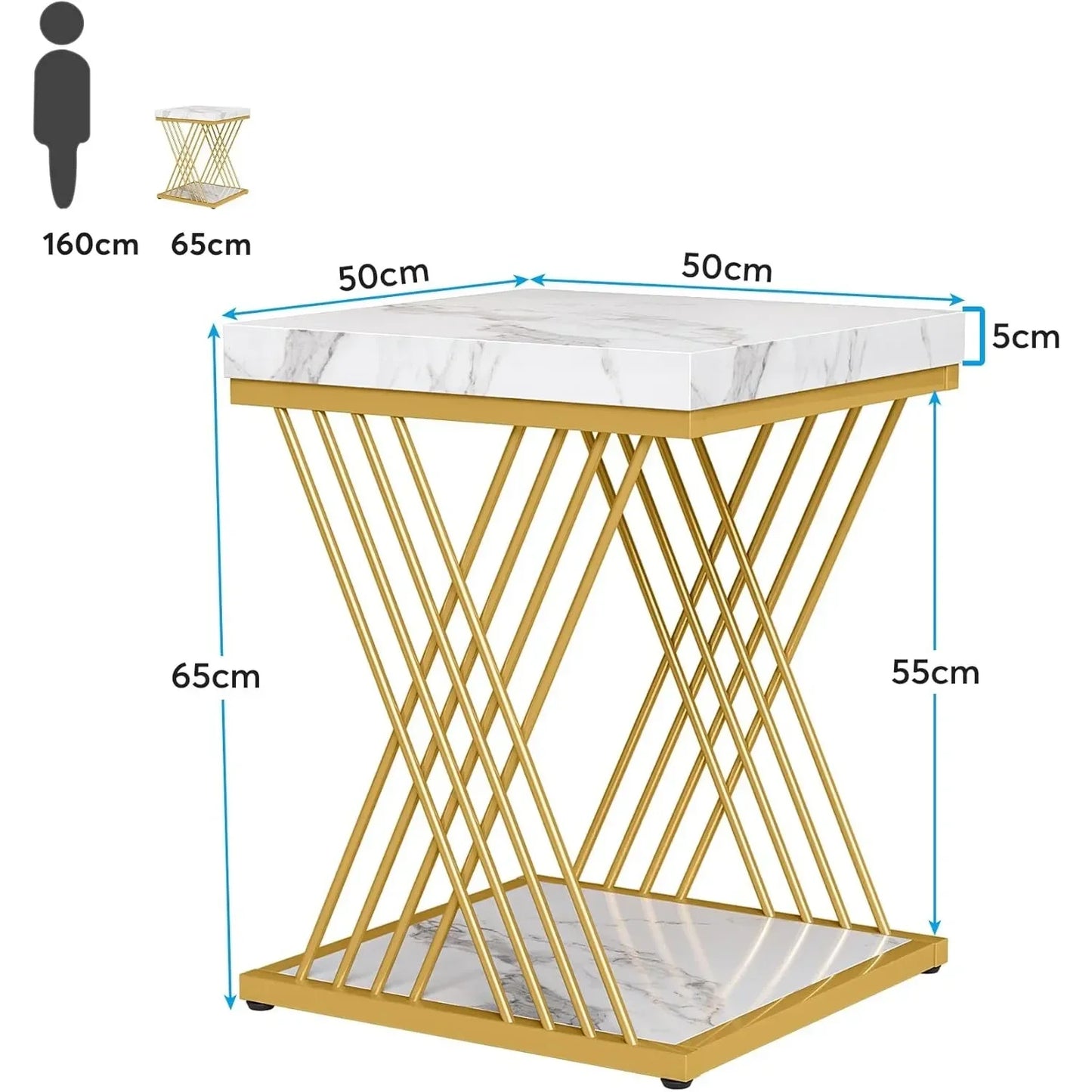 Little Tree Square End Table Two Tier Side Bedside Storage