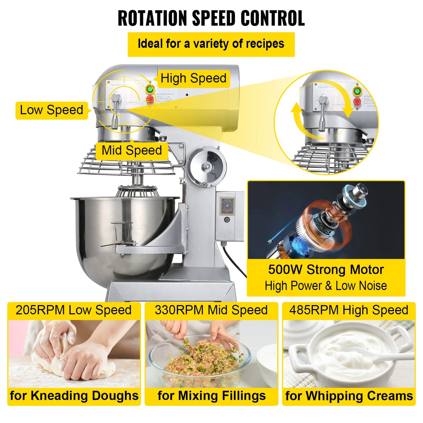 SucceBuy Electric Dough Mixer 10L To 30L Stainless Steel Adjustable Speed Heavy Duty Commercial Kitchen Stand Mixer