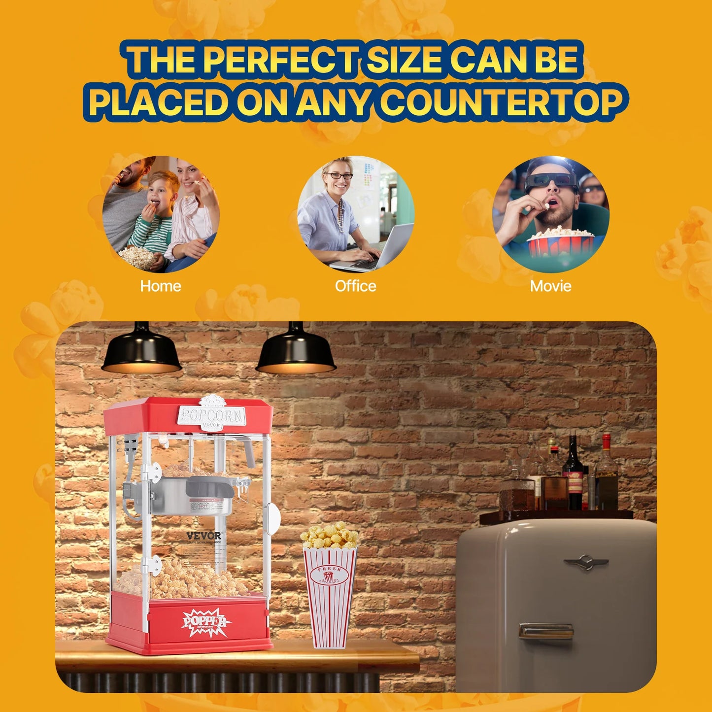 SucceBuy Commercial Popcorn Maker 400W 1.5 Gal Per Batch Countertop For Parties And Events