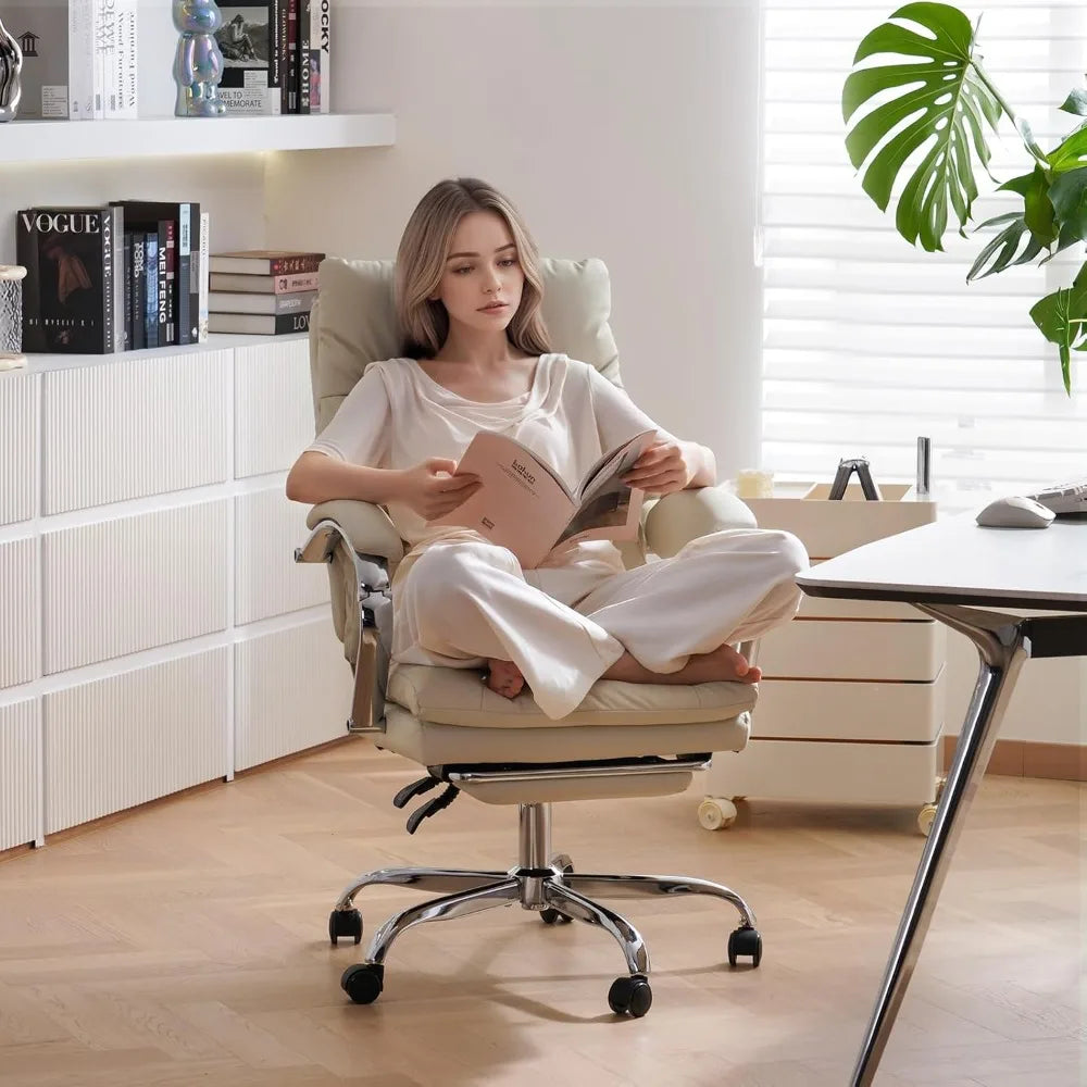 Executive Ergonomic Office Chair With Foot Rest And PU Leather