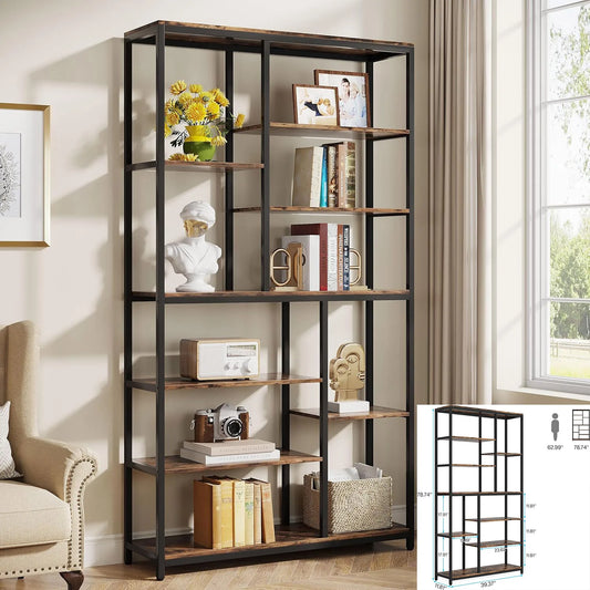 LITTLE TREE Industrial Five Tier Etagere Bookcase For Living Room