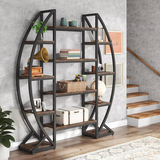 Little Tree Oval Bookshelf Etagere Display Shelves for Living Room