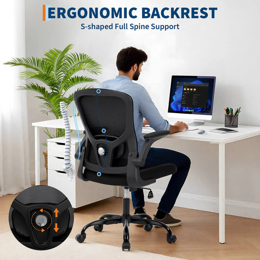 HiMISSE Ergonomic Mesh Office Chair With Adjustable Lumbar Support And High Back For Home Office