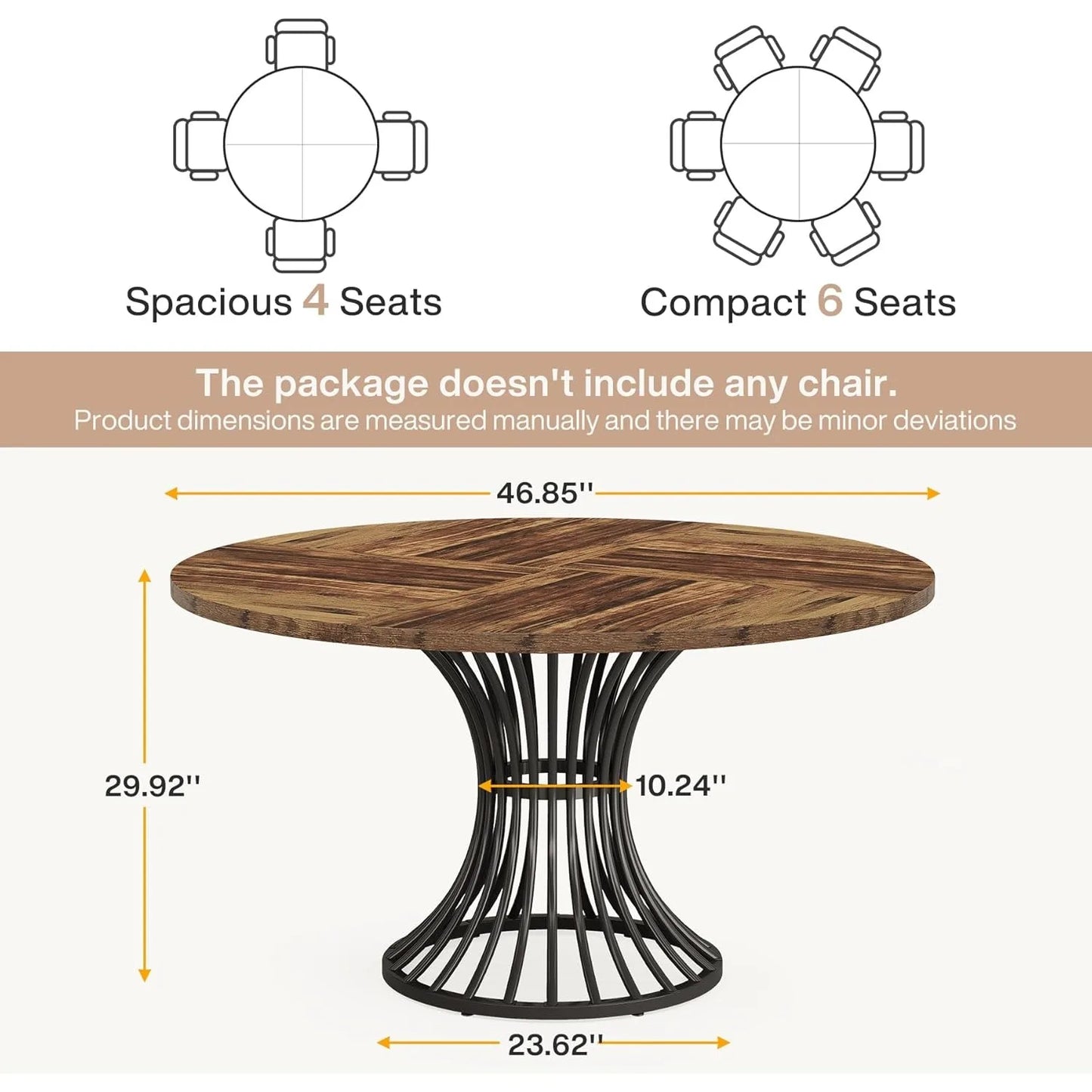 LITTLE TREE Round Conference Table For 4-6 With Metal Base