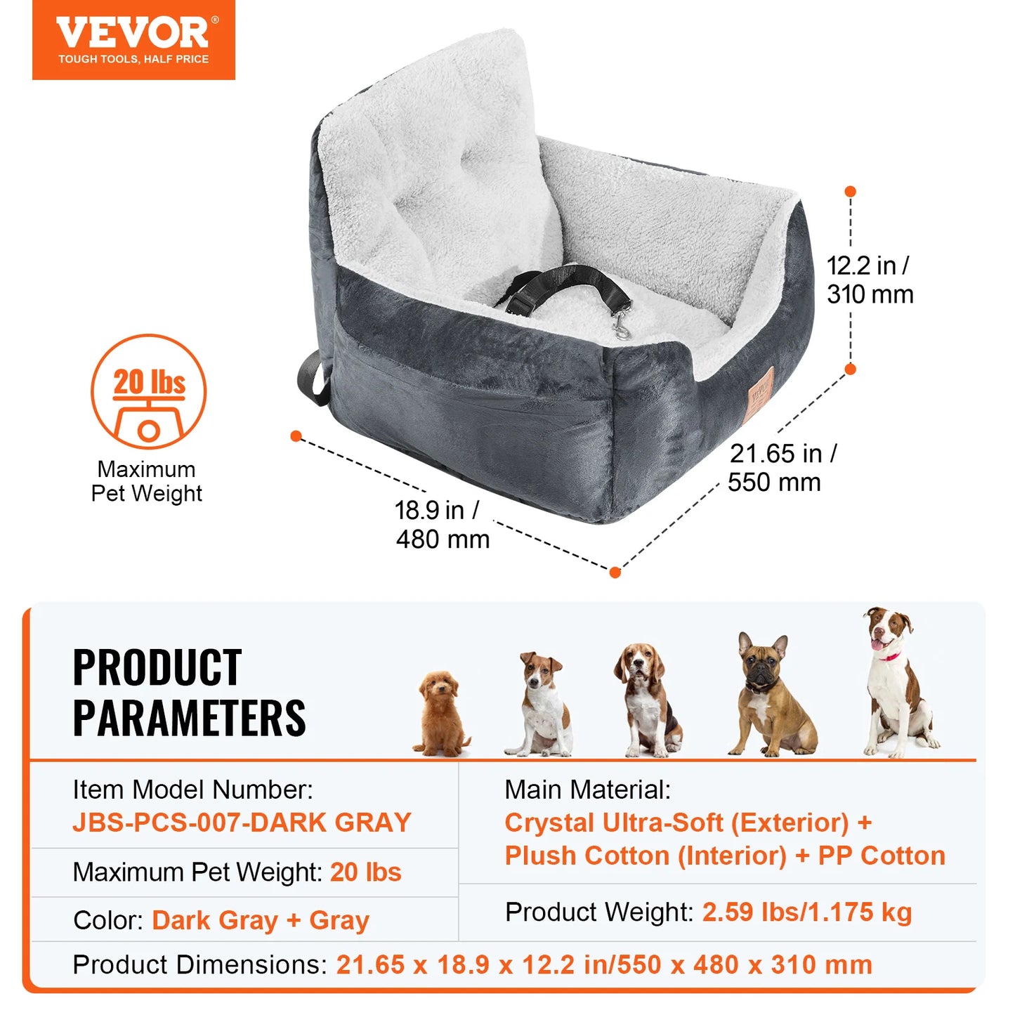SucceBuy Dog Car Seat Waterproof Booster With Clip On Leash