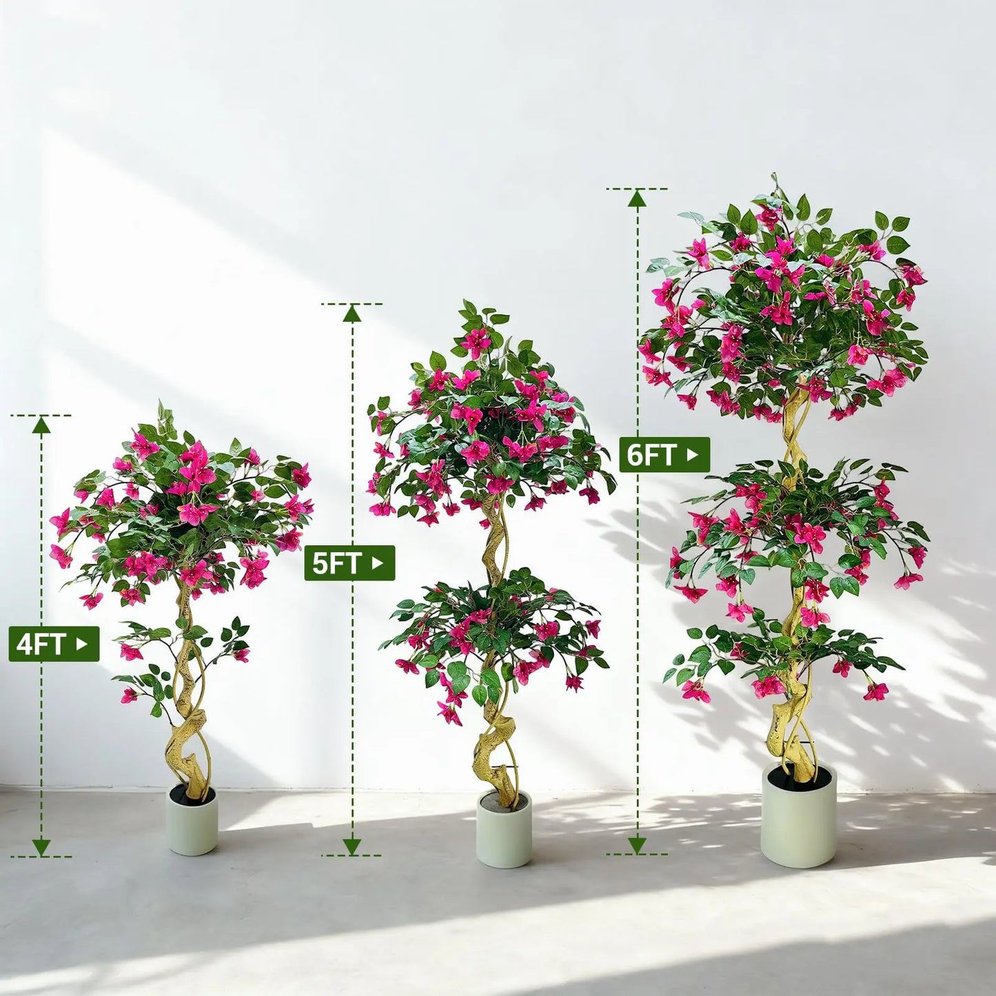 HiMISSCN Artificial Bougainvillea Tree With White Pot Lifelike Silk Foliage For Indoor Outdoor Decor Home Office Wedding