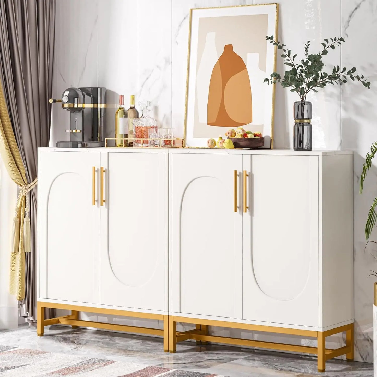 Little Tree Modern Sideboard Buffet With Adjustable Shelf And Doors