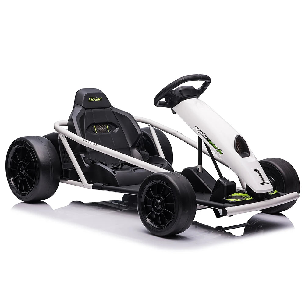 Electric Go Kart For Kids Ages 8 To 12 With Dual 300W Motors 8 MPH High Speed Ride On Racing Toy With Music Outdoor Fun Gift