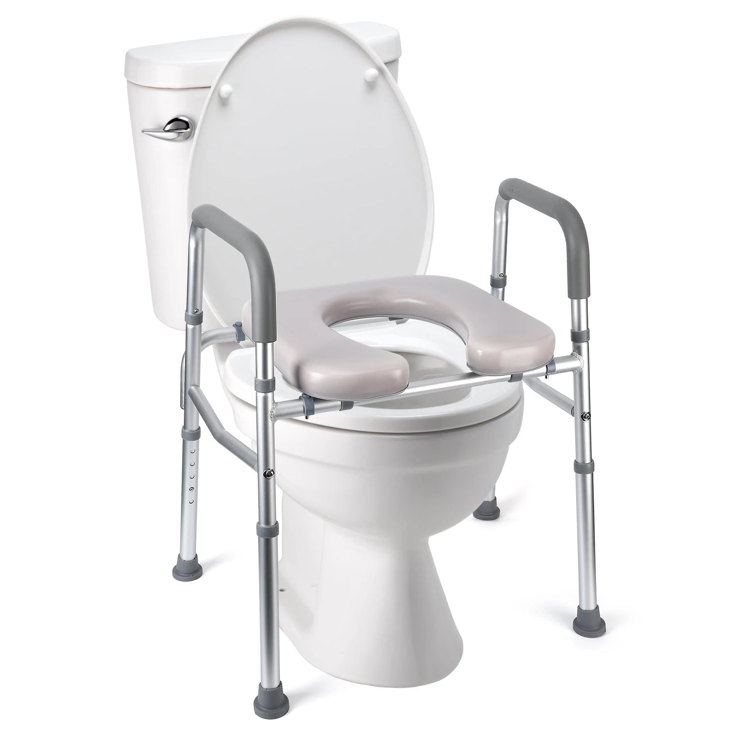 Twister CK Raised Toilet Seat With Handles For Elderly And Disabled Adjustable Height Padded Seat 350LB Capacity