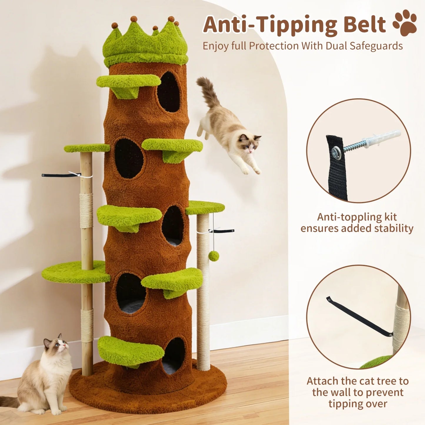 BINGOPAW Heavy Duty Cat Tree With Plush Cave