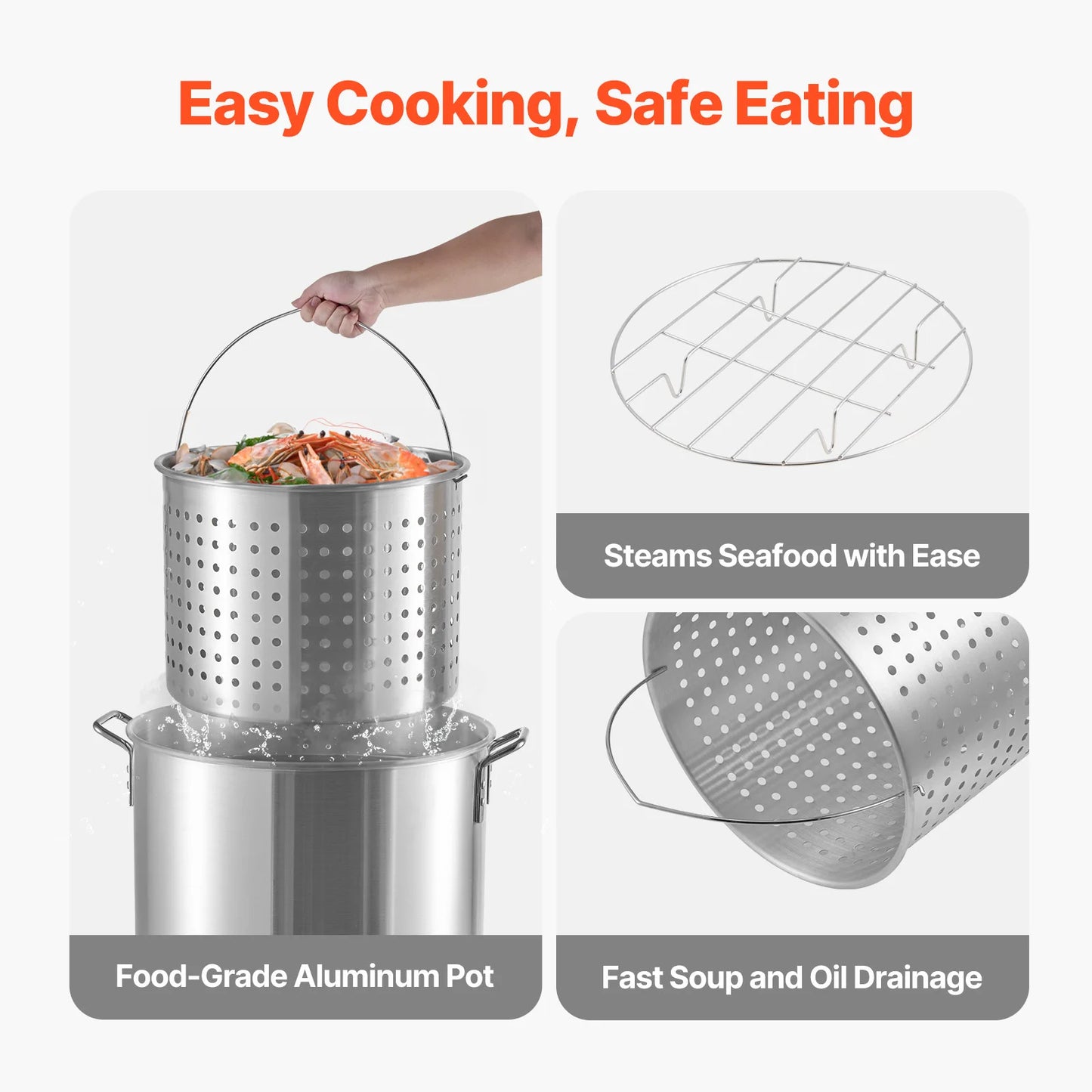 SucceBuy 60 80 100 Qt Premium Seafood Boiling Kit With Strainer And Steamer Rack For Home Cooks