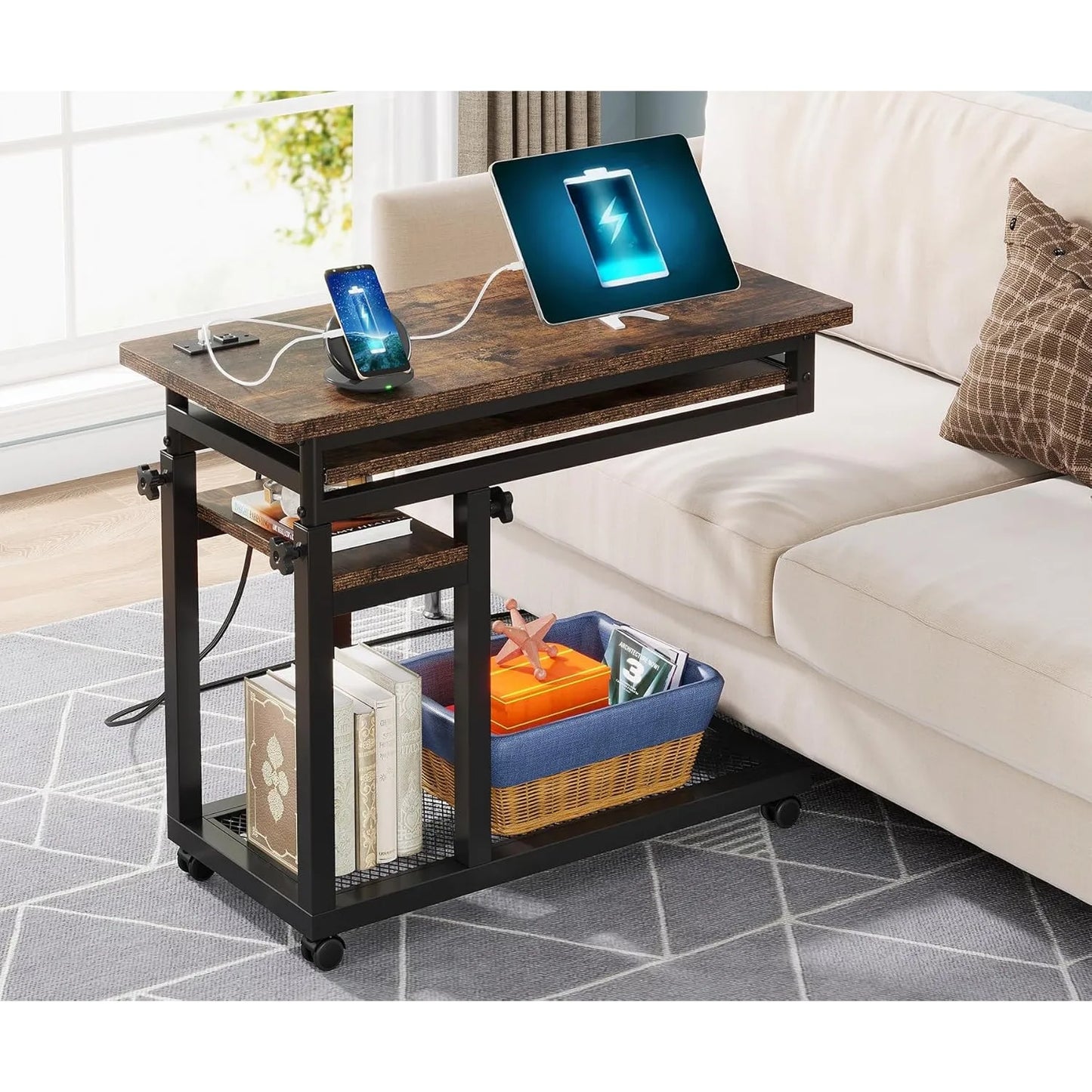 Little Tree Height Adjustable Sofa Table Laptop Stand With USB
