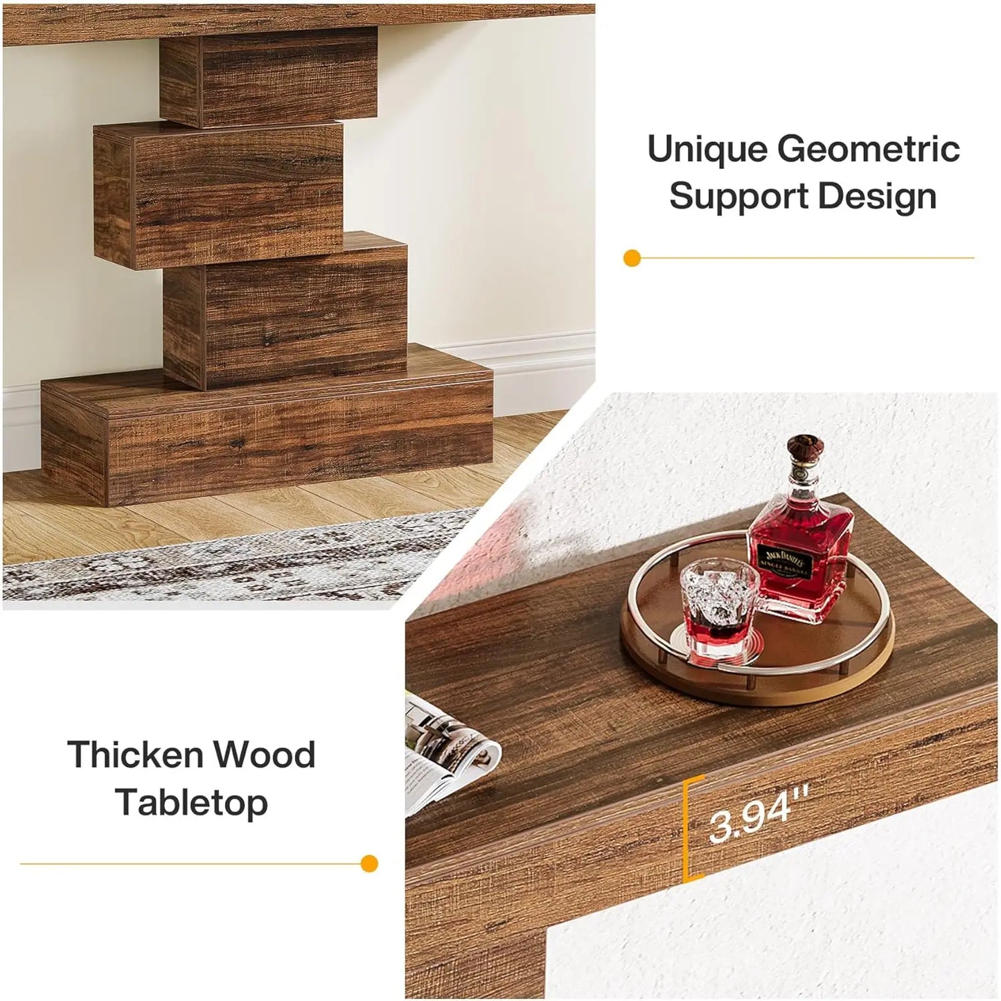 LITTLE TREE Farmhouse Narrow Wood Console Table for Living Room