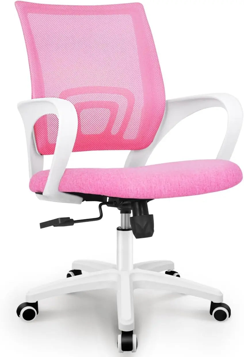Mesh Office Chair Mid Back With Lumbar Support Adjustable Height