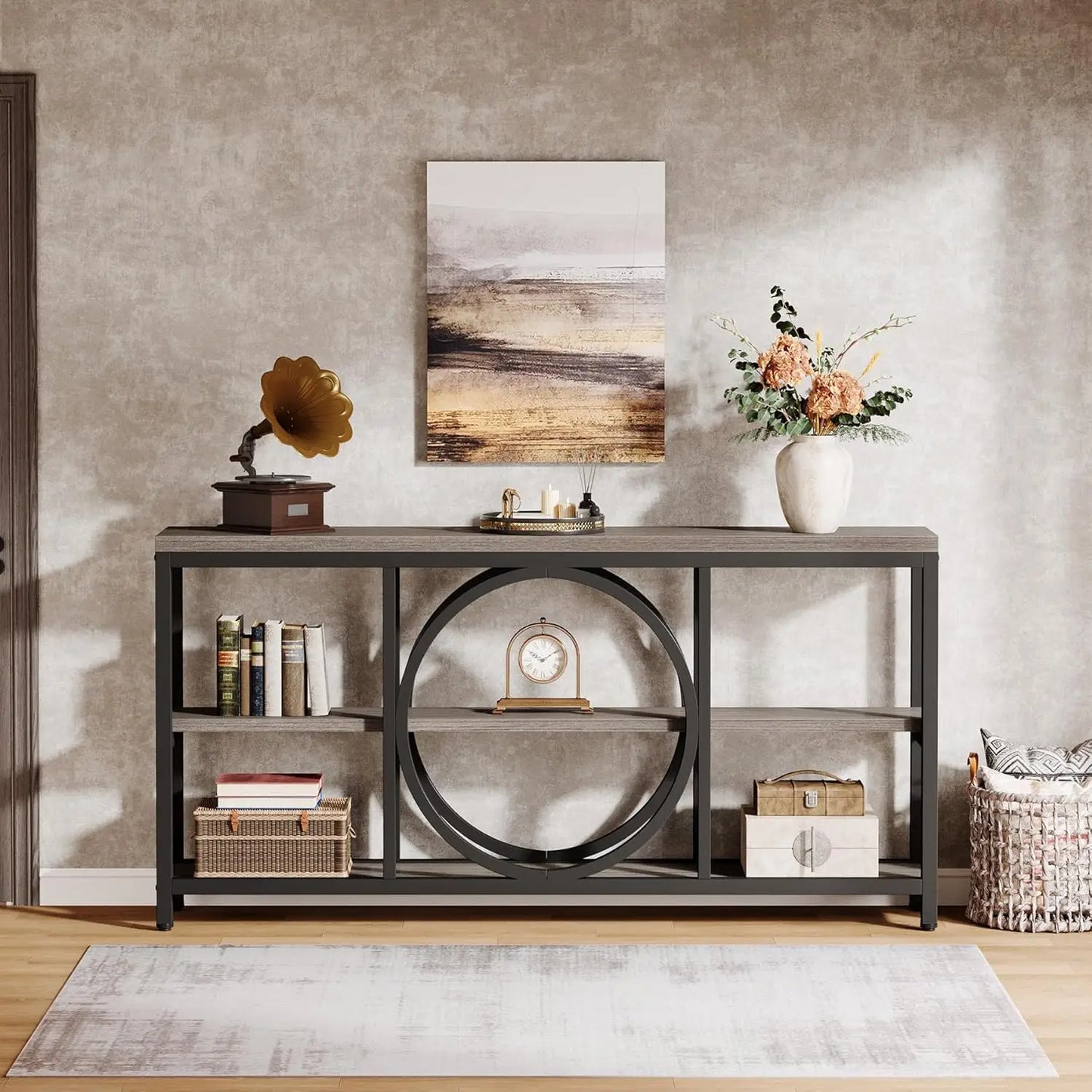 Little Tree Console Table With 3 Tier Wood Shelves