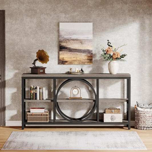 Little Tree Console Table With 3 Tier Wood Shelves