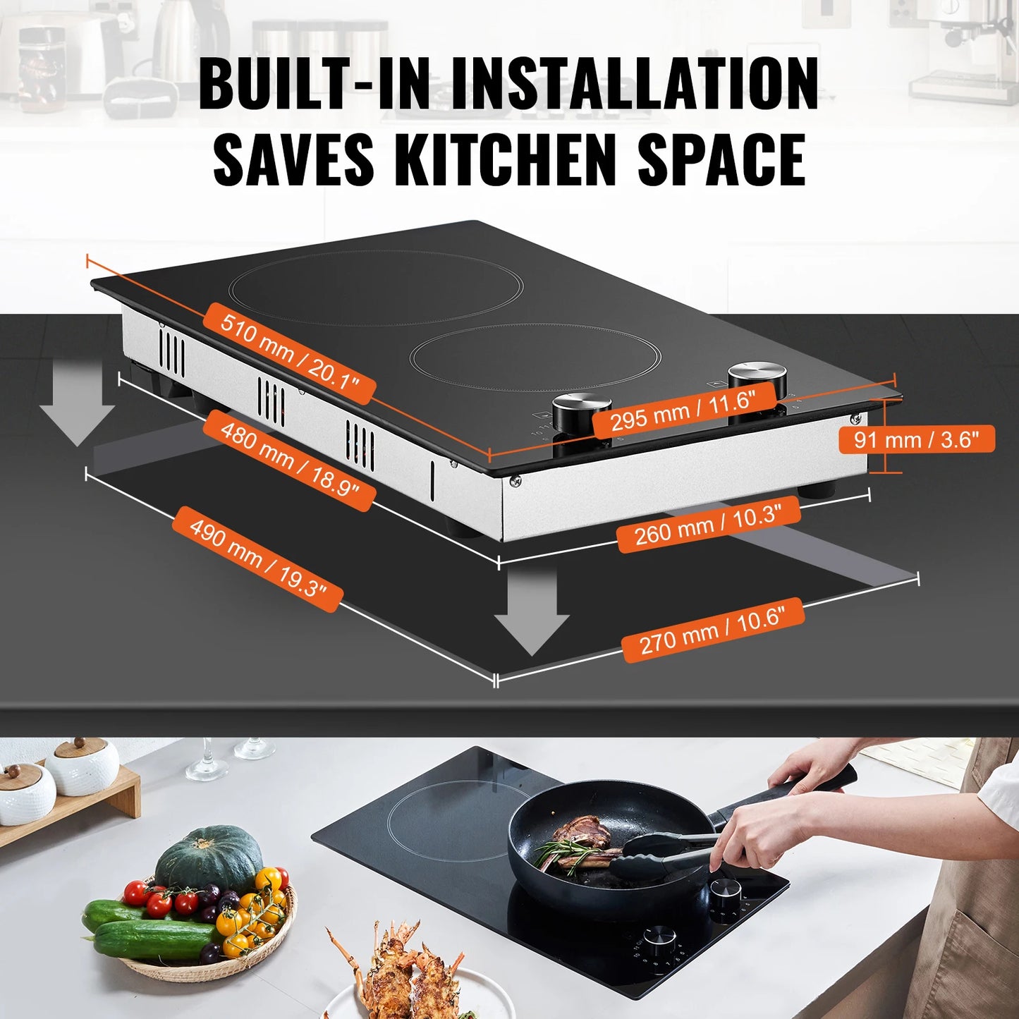 SucceBuy Built In Electric Cooktop Ceramic Glass Top With Knob Control 11 Power Levels For Home Cooks