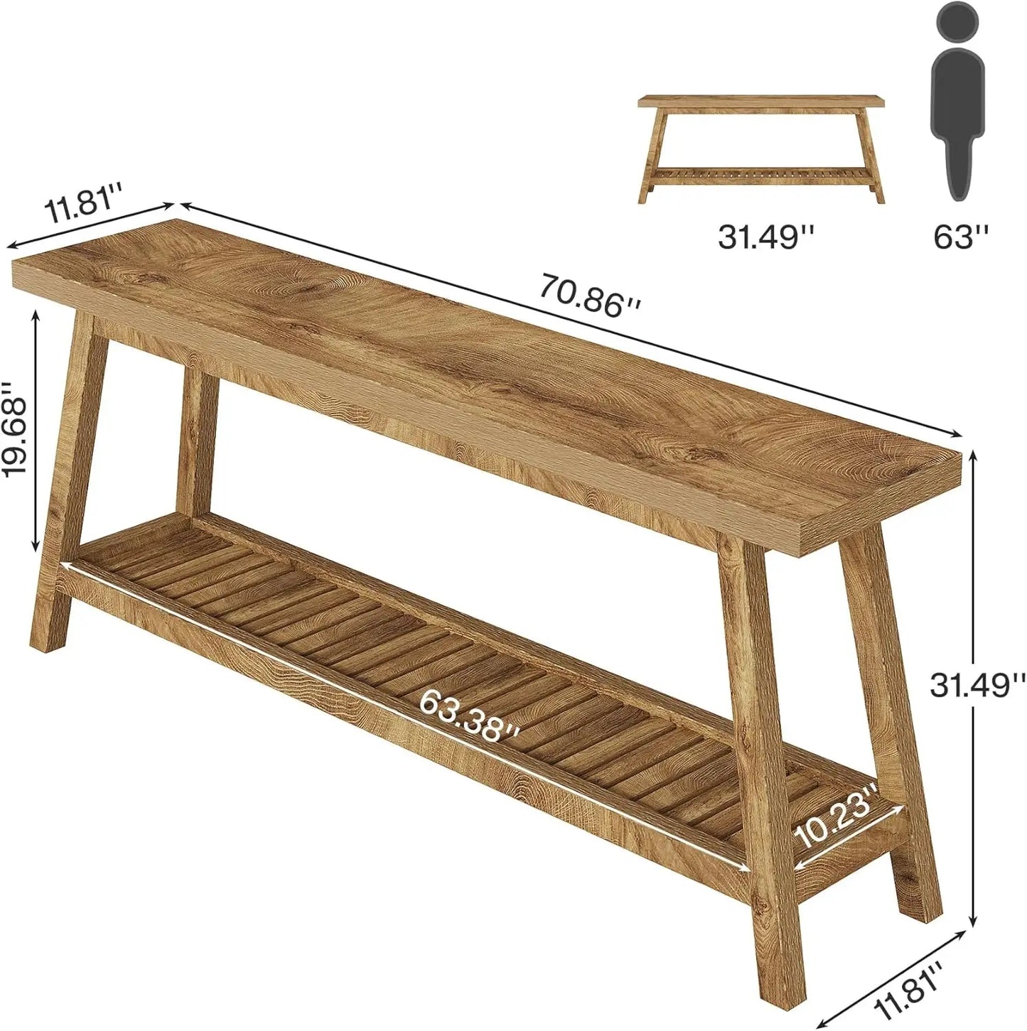 LITTLE TREE Farmhouse 2-Tier Console Table For Entryway