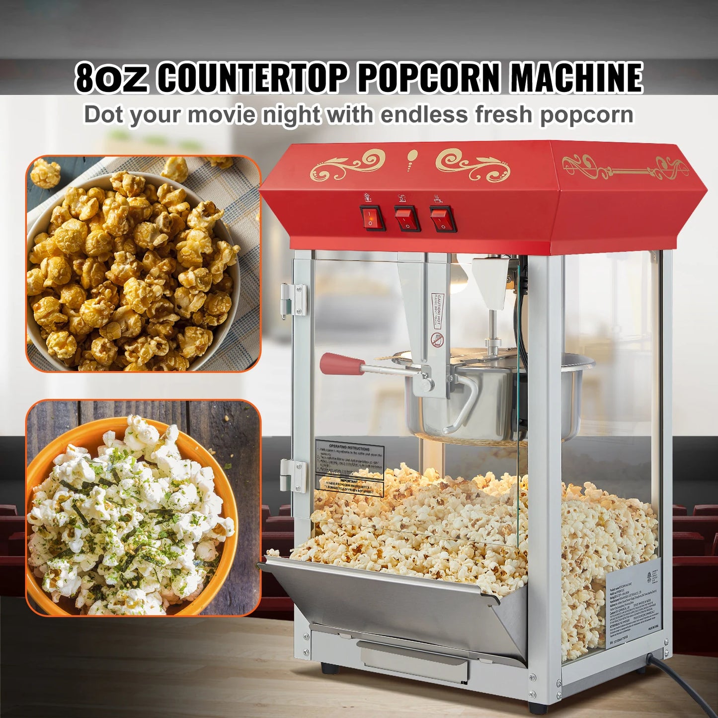 SucceBuy Electric Popcorn Maker Automatic For Home Use