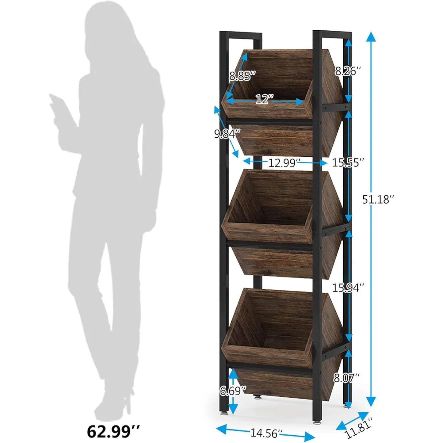 LITTLE TREE 3-Tier Basket Stand For Living Room Organizer