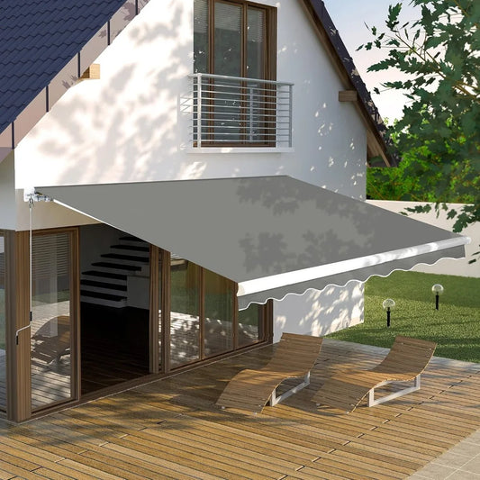 NONECN Manual Retractable Outdoor Patio Awning With Crank