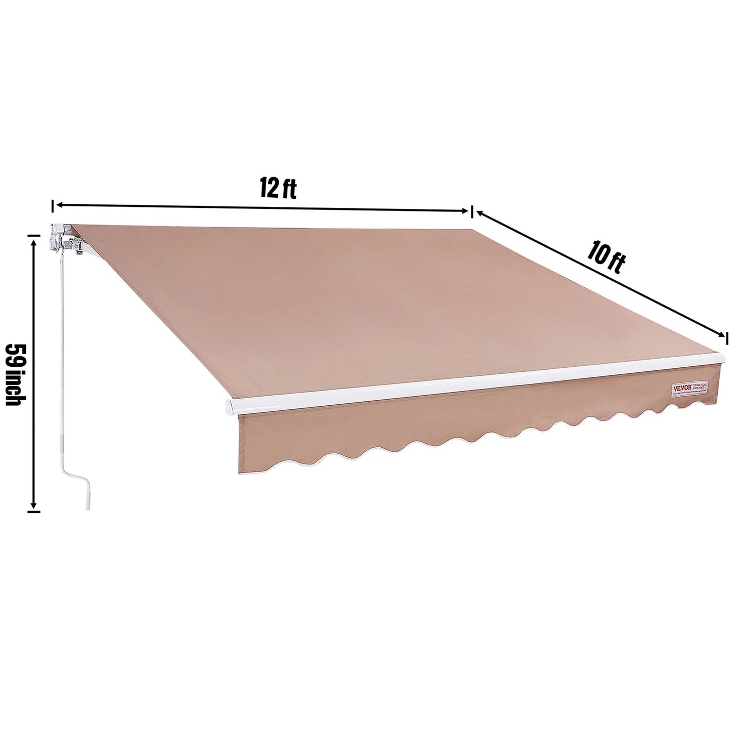 SucceBuy Manual Retractable Awning Outdoor Sun Shade Water Resistant Polyester