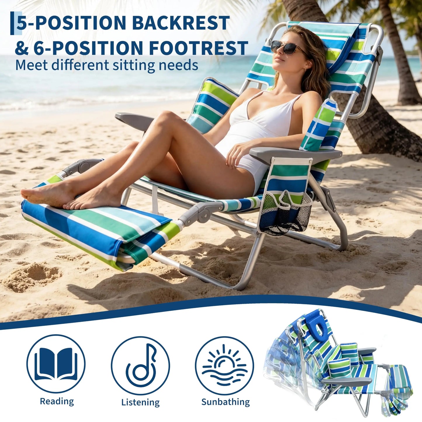 HiMISS Face Down Sunbathing Chair Lounger With Adjustable Footrest
