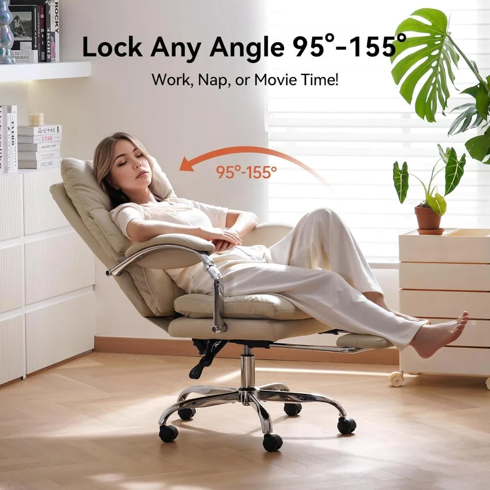 Executive Ergonomic Office Chair With Foot Rest And PU Leather