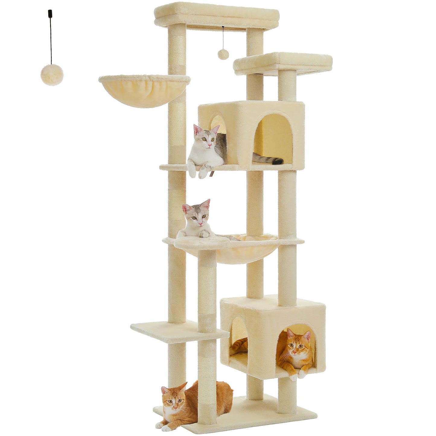 PAWZ Road Tall Cat Tree For Indoor Cats Multi Level Plush Condo With Scratching Posts Perches Caves Durable 180cm
